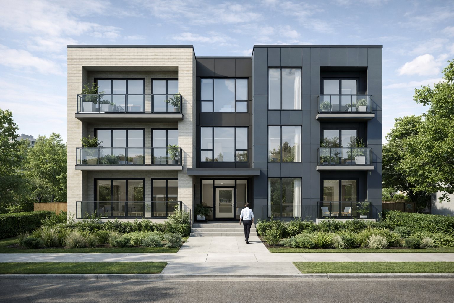 Contemporary residential building representing architectural BIM production