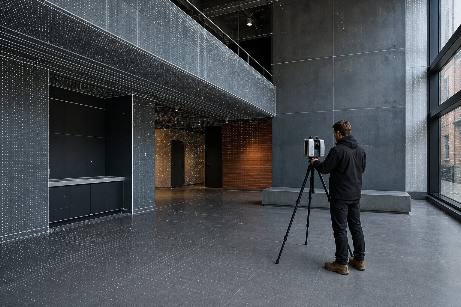 Representative laser scanning work in an existing building interior